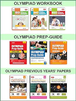 MTG Olympiad IMO - NSO - IEO (English, Mathematics & Science) Workbook, Prep - Guide & Previous Years Papers (Set of 9 Books) For Class 1 - Latest for 2024-25 Session