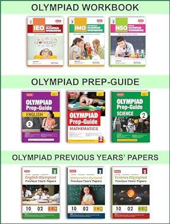 MTG Olympiad IMO - NSO - IEO (English, Mathematics & Science) Workbook, Prep - Guide & Previous Years Papers (Set of 9 Books) For Class 2 - Latest for 2024-25 Session