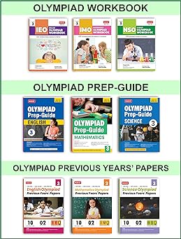 MTG Olympiad IMO - NSO - IEO (English, Mathematics & Science) Workbook, Prep - Guide & Previous Years Papers (Set of 9 Books) For Class 3 - Latest for 2024-25 Session