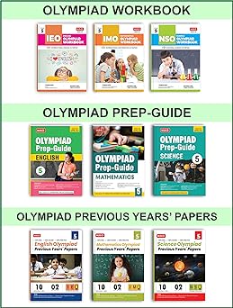 MTG Olympiad IMO - NSO - IEO (English, Mathematics & Science) Workbook, Prep - Guide & Previous Years Papers (Set of 9 Books) For Class 5 - Latest for 2024-25 Session