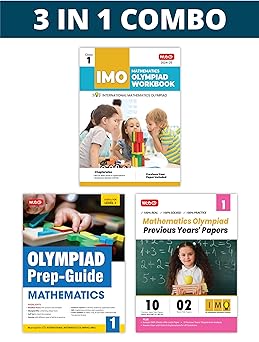 MTG Olympiad IMO Mathematics Workbook, Prep - Guide & Previous Years Papers (Set of 3 Books) For Class 1 - Latest for 2024-25 Session