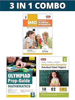 MTG Olympiad IMO Mathematics Workbook, Prep - Guide & Previous Years Papers (Set of 3 Books) For Class 5 - Latest for 2024-25 Session