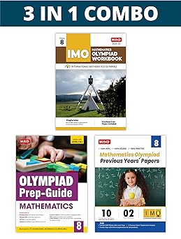 MTG Olympiad IMO Mathematics Workbook, Prep - Guide & Previous Years Papers (Set of 3 Books) For Class 8 - Latest for 2024-25 Session