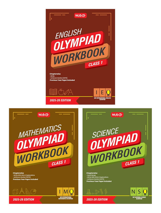 MTG Olympiad IEO-IMO-NSO (English, Mathematics & Science) Workbook For Class 1 - Latest for 2025-26 Session