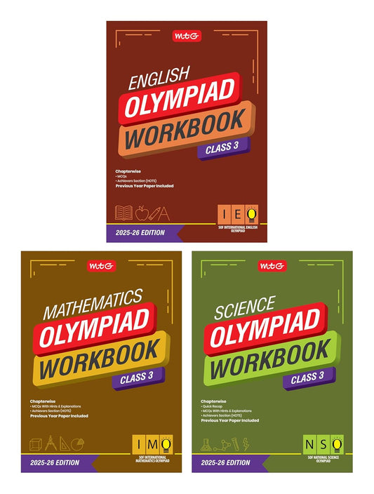 MTG Olympiad IEO-IMO-NSO (English, Mathematics & Science) Workbook For Class 3 - Latest for 2025-26 Session