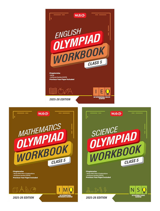 MTG Olympiad IEO-IMO-NSO (English, Mathematics & Science) Workbook For Class 5 - Latest for 2025-26 Session