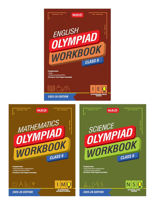 MTG Olympiad IEO-IMO-NSO (English, Mathematics & Science) Workbook For Class 6 - Latest for 2025-26 Session