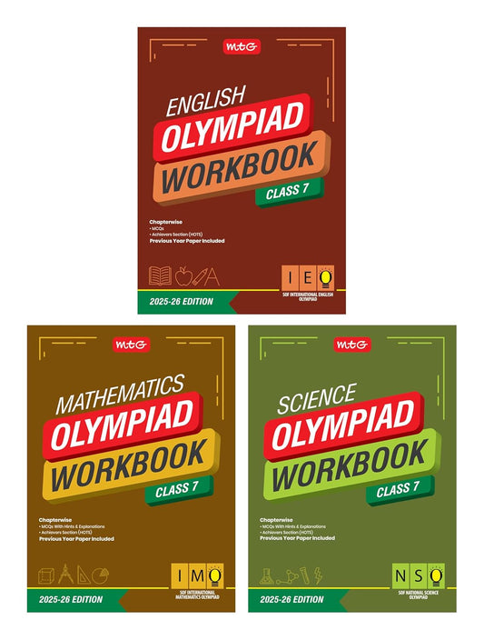 MTG Olympiad IEO-IMO-NSO (English, Mathematics & Science) Workbook For Class 7 - Latest for 2025-26 Session