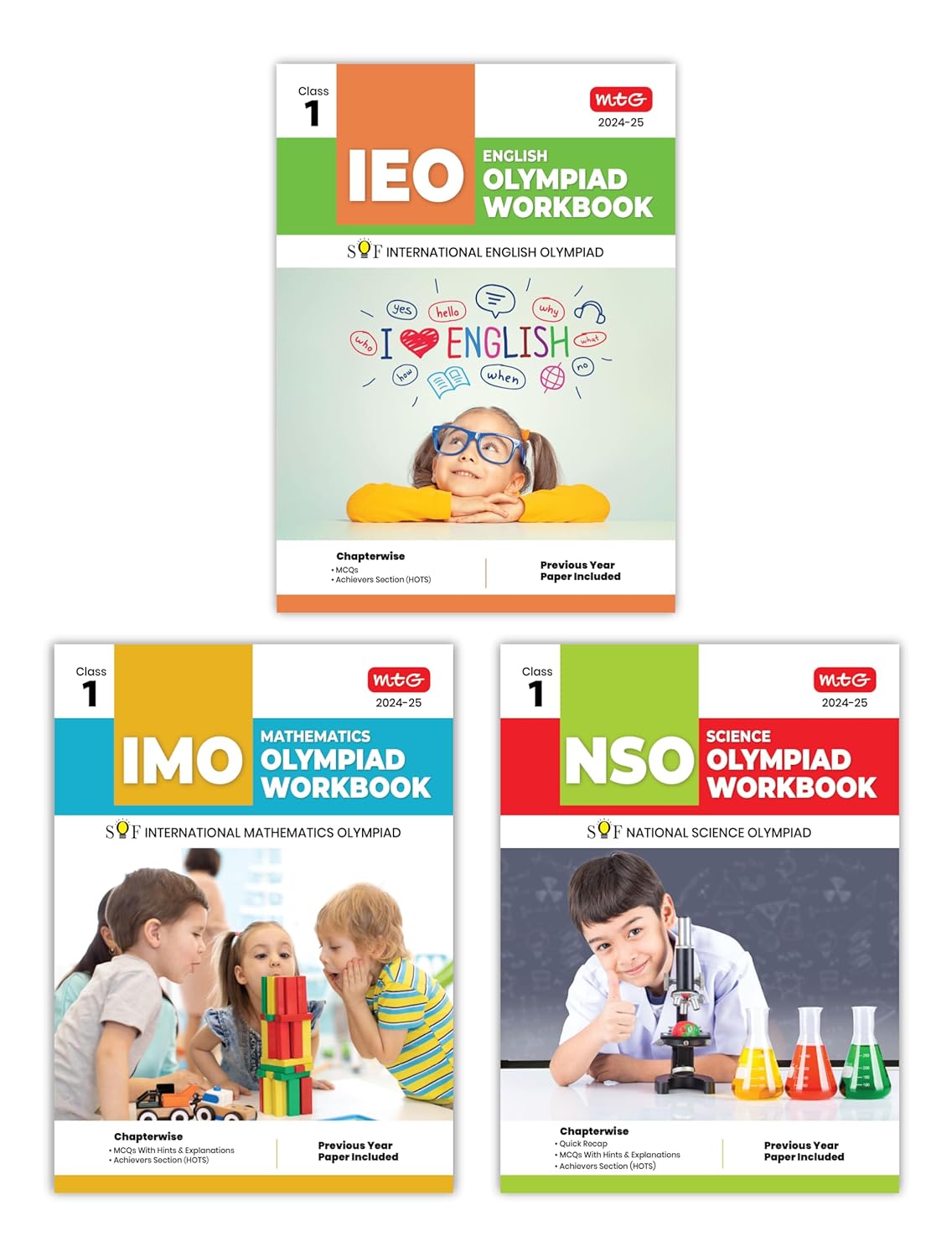 MTG Olympiad IEO-IMO-NSO (English, Mathematics & Science) Workbook For Class 1 - Latest for 2024-25 Session