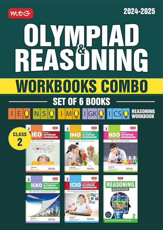 MTG Olympiad IEO-IMO-NSO-IGKO-ICSO Workbook & Reasoning Set of 6 Books For Class 2 - Latest for 2024-25 Session