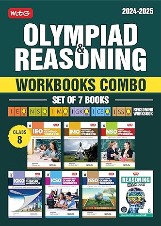 MTG Olympiad NSO-IMO-IEO-ICSO-IGKO-ISSO Workbook & Reasoning Set of 7 Books For Class 8 - Latest for 2024-25 Session