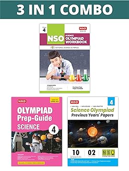 MTG Olympiad NSO Science Workbook, Prep - Guide & Previous Years Papers (Set of 3 Books) For Class 4 - Latest for 2024-25 Session