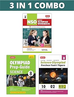 MTG Olympiad NSO Science Workbook, Prep - Guide & Previous Years Papers (Set of 3 Books) For Class 8 - Latest for 2024-25 Session