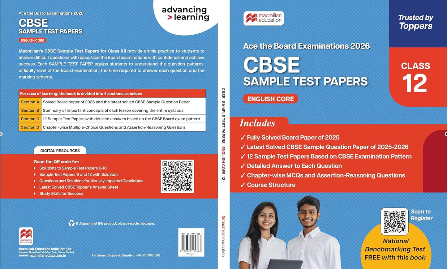 Macmillan CBSE Sample Test Papers English for Class 12 - Latest for 2026 Examination. Paperback