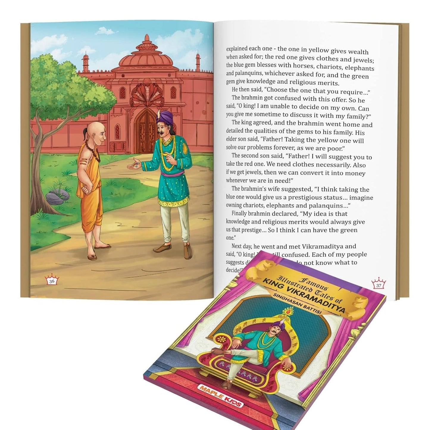 Maple Famous Illustrated Tales of King Vikramaditya (Singhasan Battisi) - Story Book for Kids - English Short Stories with Colourful Pictures. Paperback