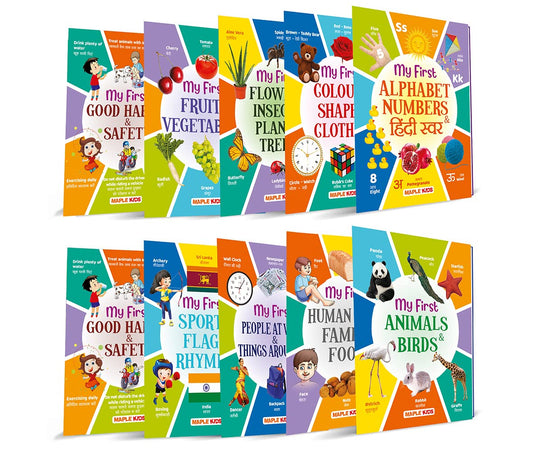 Maple Picture Books Collection for Early Learning for Kids (Set of 10 Books) – Wipe and Clean - 160 Pages - Alphabet, Colours, Opposites, Numbers, Animals - preschool, baby, toddler. Paperback