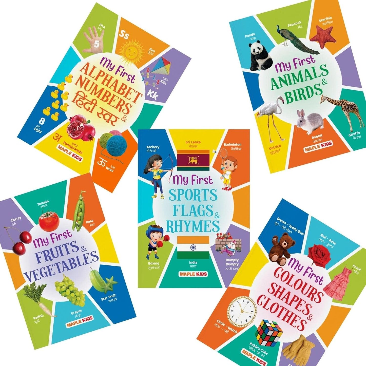 Maple Picture Books Collection for Early Learning for Kids (Set of 10 Books) – Wipe and Clean - 160 Pages - Alphabet, Colours, Opposites, Numbers, Animals - preschool, baby, toddler. Paperback