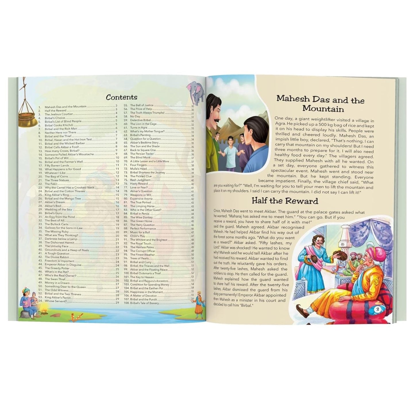 Maple 108 Akbar Birbal Stories (Illustrated) - Story Book for Kids - English Short Stories for Children - Read Aloud to Infants, Toddlers