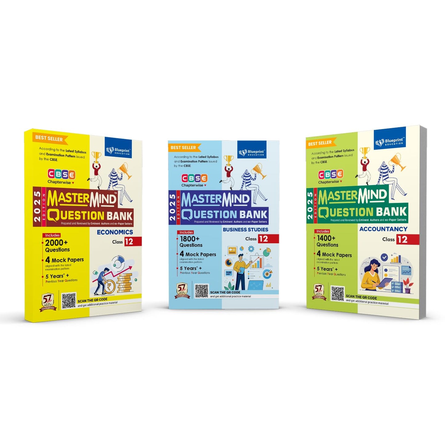 Blueprint Mastermind Question Bank Class 12 Business Studies, Accountancy and Economics. Set of 3 Books for 2025 Examination - Paperback