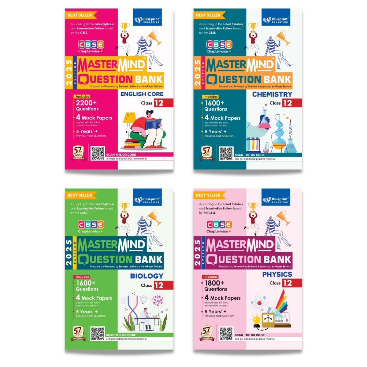 Blueprint Mastermind Question Bank Class 12 Physics, Chemistry, English and Biology. Set of 4 Books for 2025 Examination - Paperback