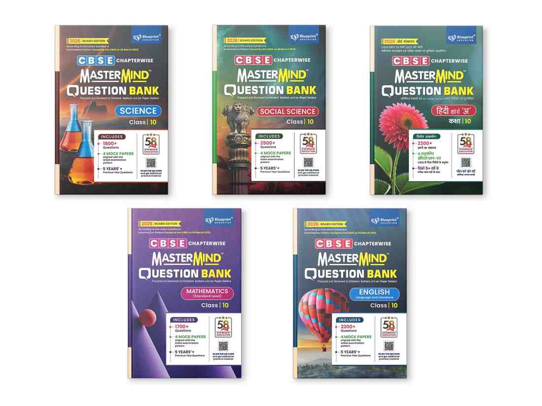 Blueprint Mastermind Question Bank Class 10 Science, Mathematics Standard, Social Science, English & Hindi (A). Set of 5 Books for 2026 Examination - Paperback