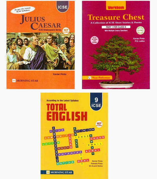 Morning Star ICSE Julius Caesar Textbook, Treasure Chest Workbook & Total English for Class 9 - Set of 3 Books - (According to the Latest ICSE Syllabus) - (Revised Edition)
