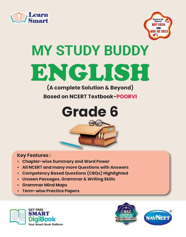 Navneet Learn Smart - My Study Buddy - English, Mathematics, Hindi, Science and Social Science for Class 6 (A complete Solution & Beyond) Based on NCERT Textbook _ Poorvi, Ganita Prakash, Curiosity, Malhar and India and Beyond - Set of 5 Books. Paperback
