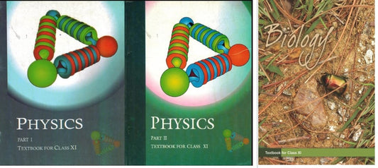 NCERT Physics (Part 1 & 2) & Biology Textbook (Set of 3 Books) For Class 11 - Latest For 2024-25 Session