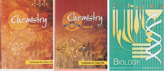 NCERT Chemistry (Part 1 & 2) & Biology (Set of 3 Books) For Class 12 - Latest For 2024-25 Session