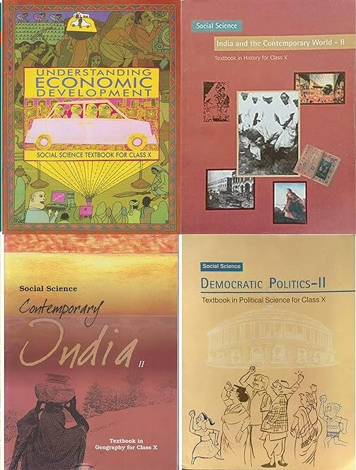 NCERT Book Set (Understanding Economic Development, Indian and the Contemporary World - II, Contemporary India - II, Democratic Politics -II) Textbook For Class 10 - Latest For 2024-25 Session