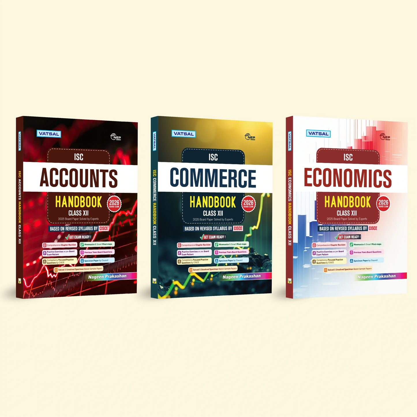 Nageen ISC Accounts, Economics and Commerce Handbook Class 12 _Based on Revised Syllabus by CISCE - Set of 3 Books - for 2026 Exam's