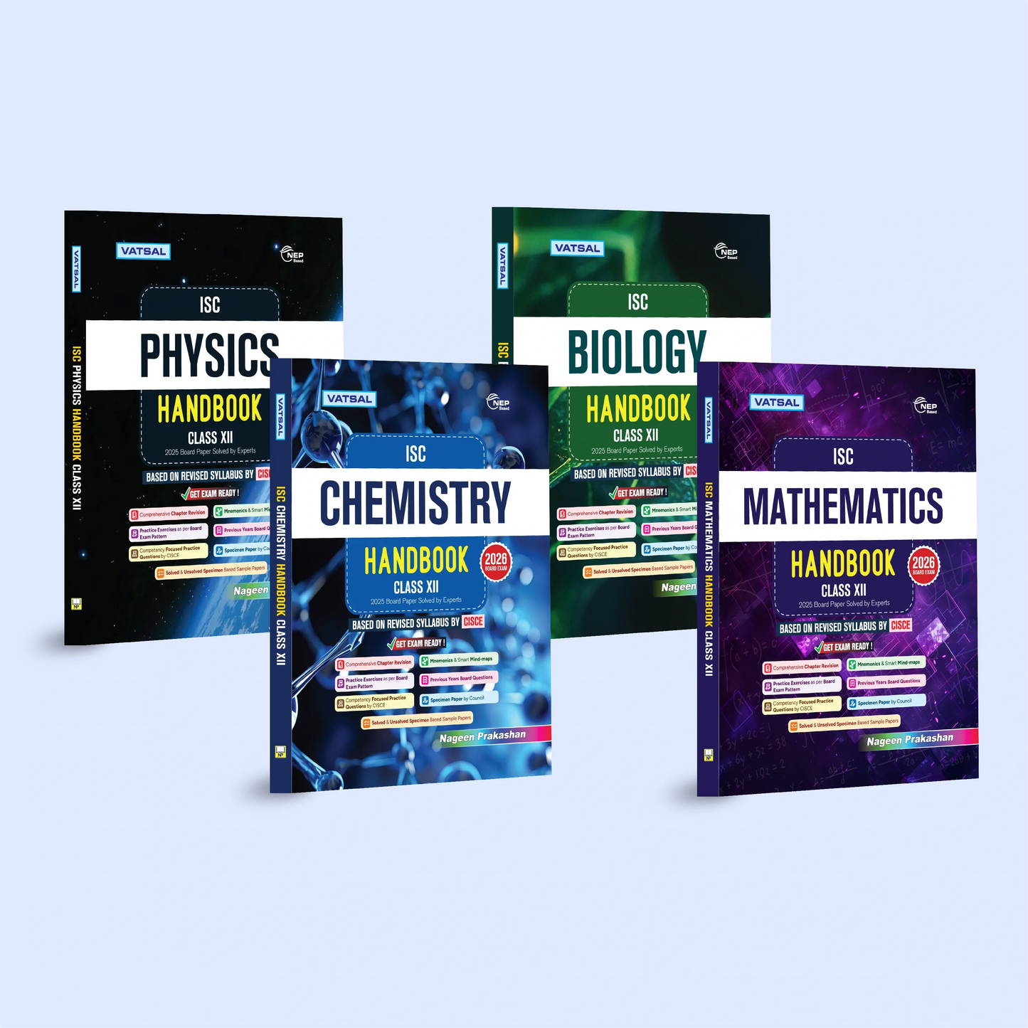 Nageen ISC Physics, Chemistry, Biology and Mathematics Handbook for class 12 _ Based on Revised Syllabus by CISCE _ Set of 4 Books - for 2026 Exam's