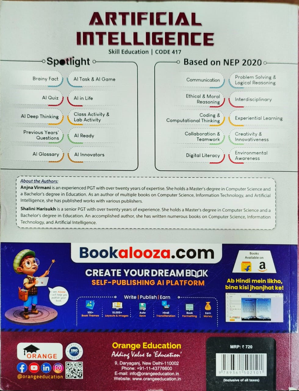 Orange Touchpad Artificial Intelligence For Class 9 I Skill Education I Code 417 I Version 3.0  - Latest for 2026 Examination