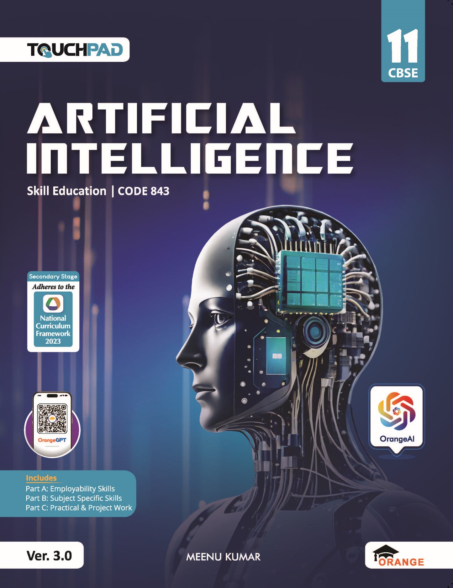 Orange Touchpad Artificial Intelligence for Class 11 I Skill Education I Code 843 I Version 3.0 - Latest for 2026 Examination