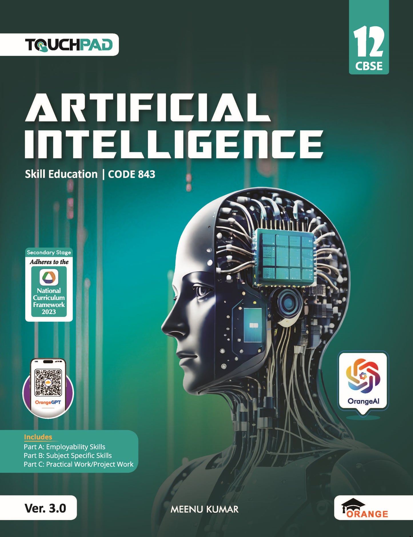 Orange Touchpad Artificial Intelligence for Class 12 I Skill Education I Code 843 I Version 3.0 - Latest for 2026 Examination