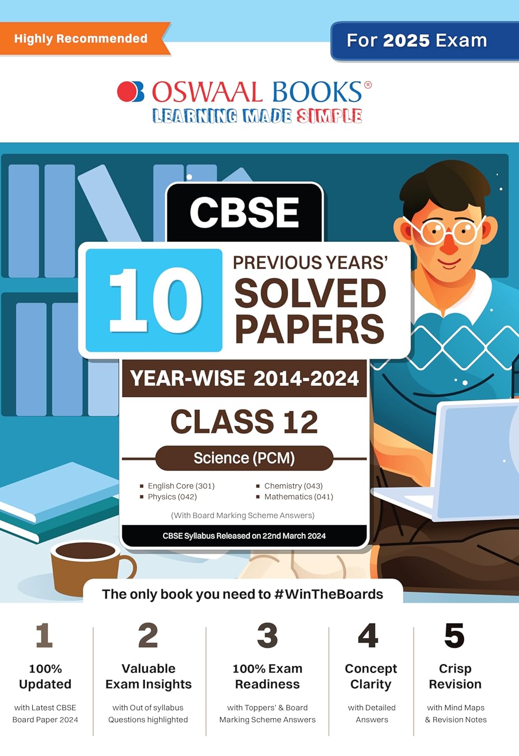 Oswaal CBSE 10 previous years' solved papers year-wise 2014-2024 Science(PCM) for Class 12