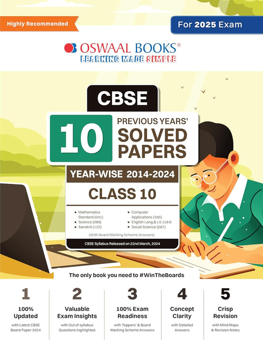 Oswaal CBSE 10 Previous Year's Solved Papers Year-wise (2014-2024) Class 10 - for 2025 Examination's