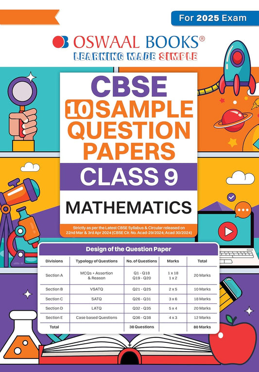 Oswaal CBSE Sample Question Papers Mathematics For Class 9 - Latest for 2025 Board Exam's