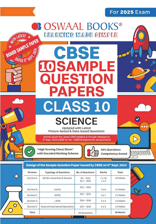 Oswaal CBSE Sample Question Papers Science For Class 10 - Latest for 2025 Board Exam's