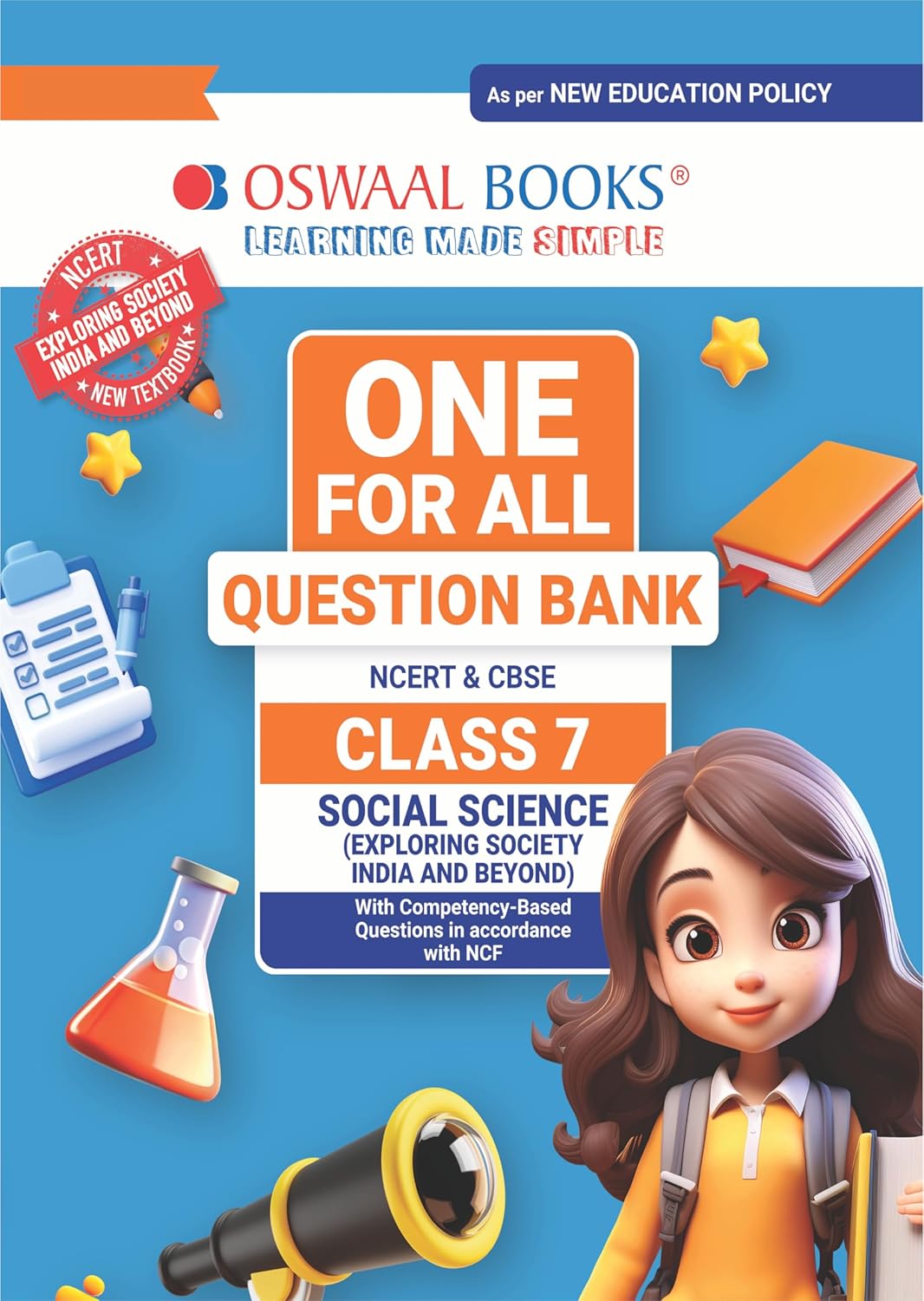 Oswaal CBSE & NCERT One for All Question Bank Math's, Science, Social Science & English - Set of 4 books - for Class 7 I Latest for 2026 Exam