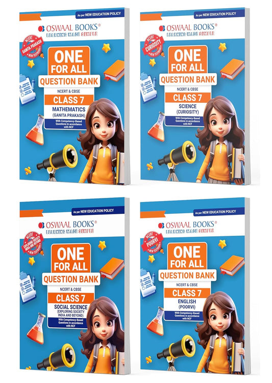 Oswaal CBSE & NCERT One for All Question Bank Math's, Science, Social Science & English - Set of 4 books - for Class 7 I Latest for 2026 Exam
