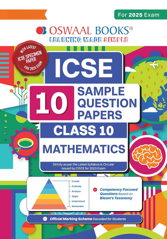 Oswaal ICSE 10 Sample Question Papers Mathematics For Class 10 - Latest for 2025 Board Exam's