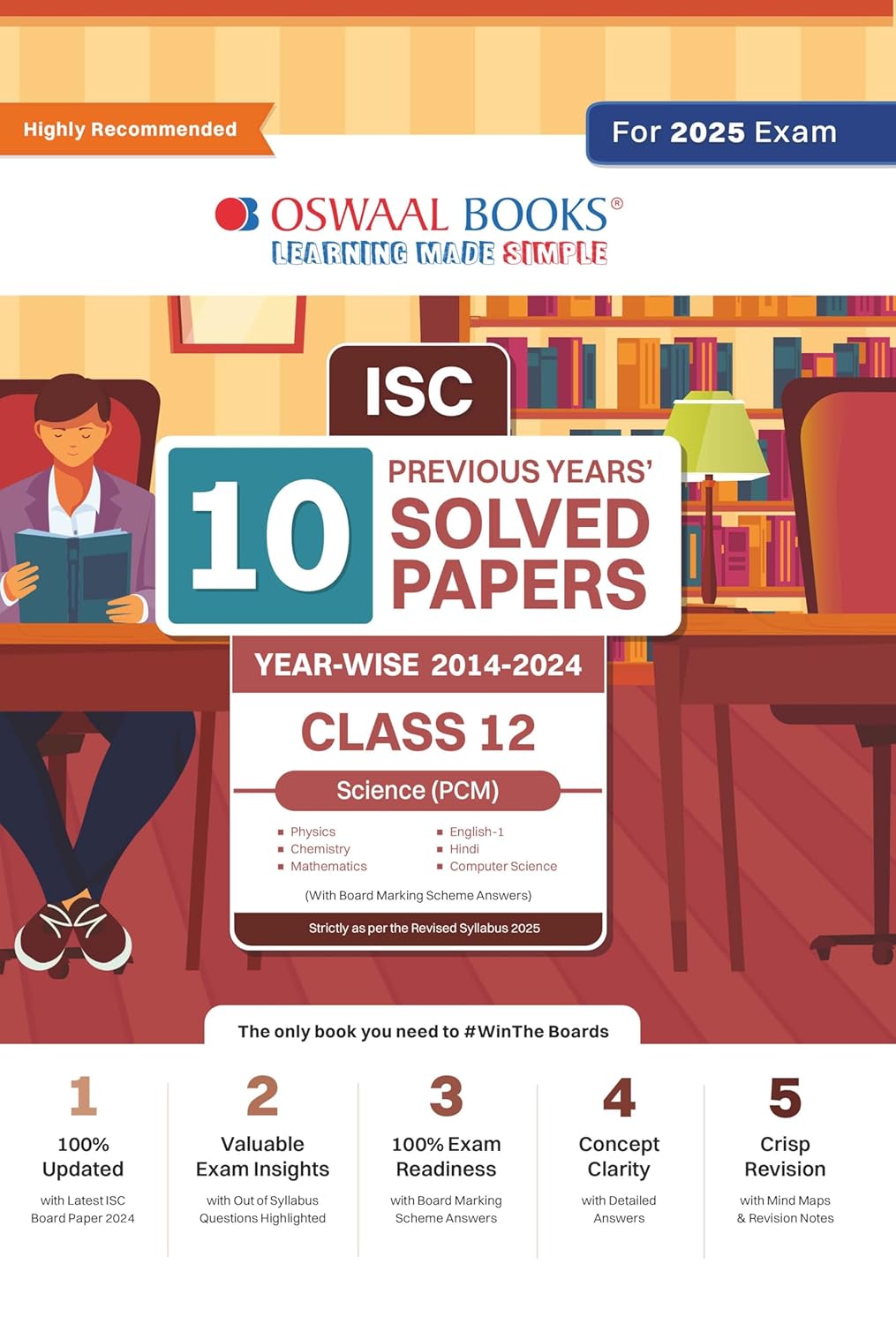 Oswaal ISC 10 previous years' solved papers year-wise 2014-2024 Science PCM for Class 12