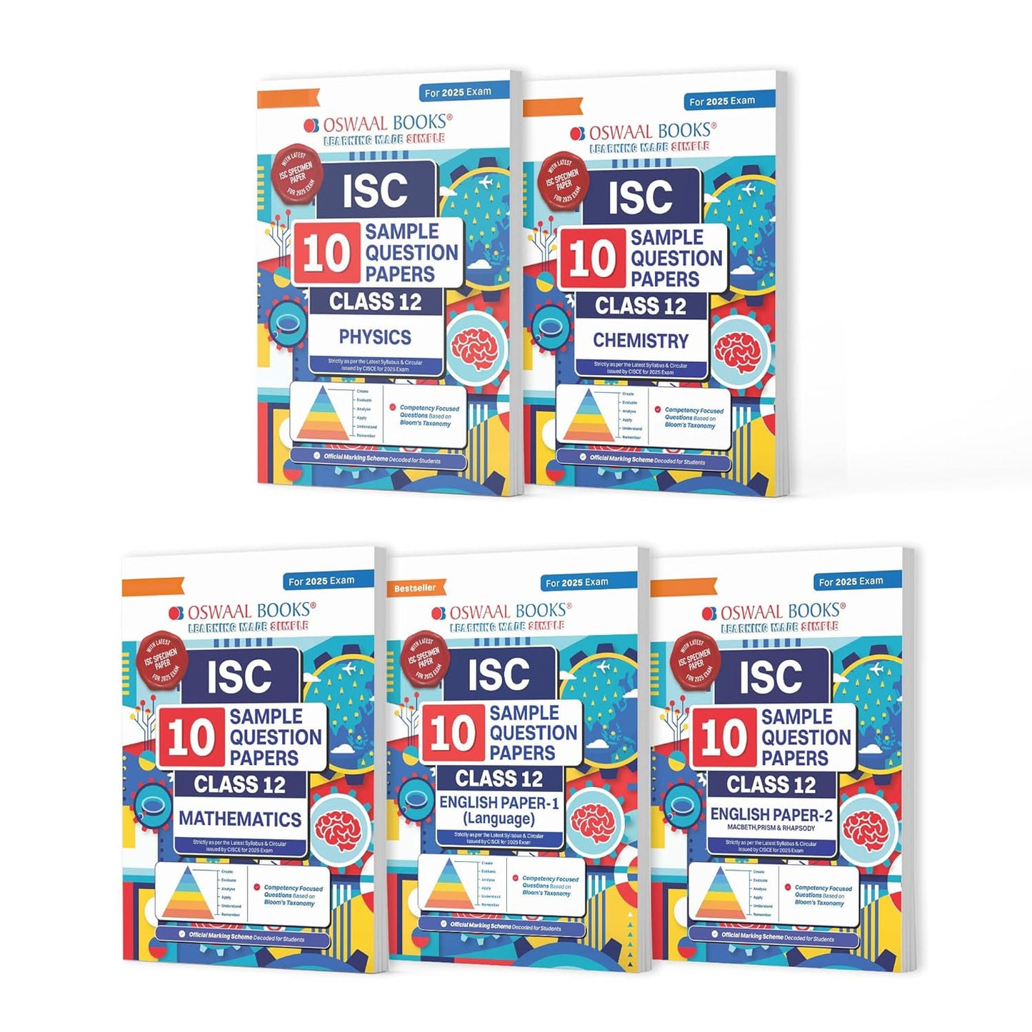 Oswaal ISC 10 Sample Question Papers Physics, Chemistry, Math's, English Paper 1 & 2 For Class 12 - Set of 5 Books - Latest for 2025 Session - Paperback - (EXCLUSIVE DISCOUNT!)