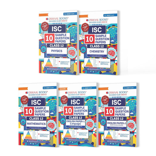 Oswaal ISC 10 Sample Question Papers Physics, Chemistry, Math's, English Paper 1 & 2 For Class 12 - Set of 5 Books - Latest for 2025 Session - Paperback