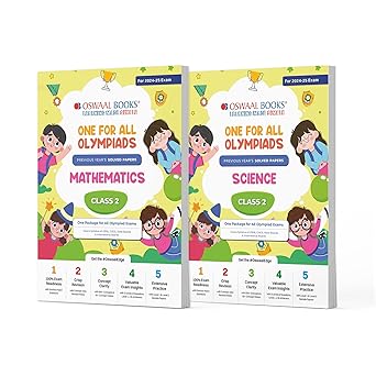 Oswaal One For All Olympiad Previous Years' Solved Papers Math's & Science (Set of 2 Books) For Class 2 -  Latest for 2024-25 Session