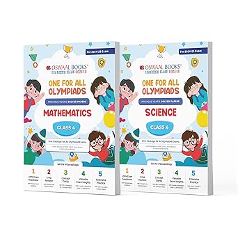 Oswaal One For All Olympiad Previous Years' Solved Papers Math's & Science (Set of 2 Books) For Class 4 -  Latest for 2024-25 Session