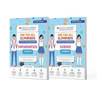 Oswaal One For All Olympiad Previous Years' Solved Papers Math's & Science (Set of 2 Books) For Class 8 -  Latest for 2024-25 Session