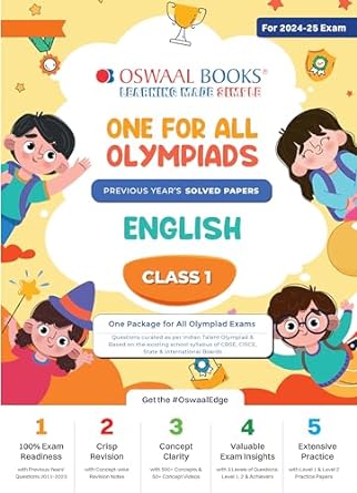 Oswaal One For All Olympiad English For Class 1 - Latest for 2024-25 Session