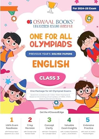 Oswaal One For All Olympiad English For Class 3 - Latest for 2024-25 Session